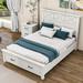 Latitude Run® Queen Size Wood Platform Bed w/ Two Drawers Wood in White | 52 H x 65 W x 84 D in | Wayfair 0D4AAFF3B65E461FA27F3338804B6EF2