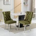 Latitude Run® High-end Tufted Solid Wood Contemporary Velvet Dining Chair Wood/Upholstered/Velvet in Green/Gray | Wayfair