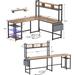 Wrought Studio™ Steinber 87" L Shaped Desk w/ Hutch Wood/Metal in Black | 60 H x 59 W x 47.2 D in | Wayfair 24CCDA3F29914D3AB26EF3C8716422A5
