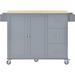 Red Barrel Studio® Beauvue Rolling Kitchen Island w/ Solid Wood Top Wood in Gray/Blue | 36.81 H x 52.76 W x 29.5 D in | Wayfair