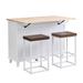 wendeway Farmhouse Kitchen Island Set w/ Drop Leaf & 2 Seatings, Dining Table Set w/ Storage Cabinet Wood in White/Brown | Wayfair