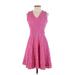 Charter Club Casual Dress - A-Line V Neck Sleeveless: Pink Solid Dresses - Women's Size P Petite