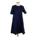 Uniqlo Casual Dress - A-Line: Blue Solid Dresses - Women's Size Small