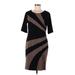 Connected Apparel Casual Dress - Sheath Crew Neck Short sleeves: Brown Stripes Dresses - Women's Size 8