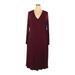 Old Navy Casual Dress - A-Line V-Neck Long sleeves: Burgundy Solid Dresses - Women's Size X-Large