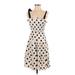 Monteau Casual Dress - A-Line Square Sleeveless: Ivory Polka Dots Dresses - Women's Size Small