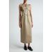 Bow Front Cotton Twill Midi Dress