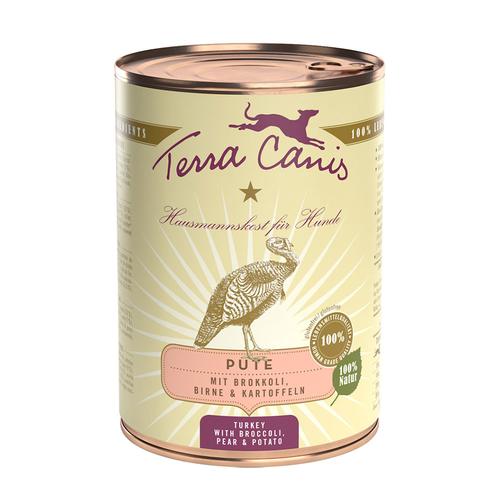 6x 400g dinde, brocoli, poire, pommes de terre Nourriture pour chien Terra Canis humide