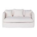 Canapé 2 places en tissu blanc effet lin