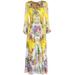 Graphic-print Silk Dress - Yellow - Camilla Dresses