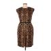 Giambattista Valli Casual Dress - Sheath High Neck Sleeveless: Brown Leopard Print Dresses - Women's Size X-Large