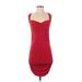 SABORA Cocktail Dress - Bodycon Plunge Sleeveless: Red Solid Dresses - Women's Size Medium