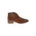 Dolce Vita Ankle Boots: Slip-on Stacked Heel Casual Brown Print Shoes - Women's Size 8 1/2 - Almond Toe