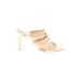Vince Camuto Sandals: Slip On Stilleto Feminine Ivory Print Shoes - Women's Size 7 - Open Toe