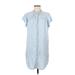 Rails Casual Dress - Shirtdress Mock Short sleeves: Blue Solid Dresses - Women's Size Medium