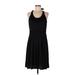 Ann Taylor LOFT Casual Dress - A-Line Scoop Neck Sleeveless: Black Print Dresses - Women's Size 10