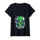 Damen Kobold, Totenkopf, Porträt, irischer St. Patricks Day T-Shirt mit V-Ausschnitt