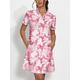 Women's Tennis Dress Golf Dress Pink Short Sleeve Dress Floral Ladies Golf Attire Clothes Outfits Wear Apparel