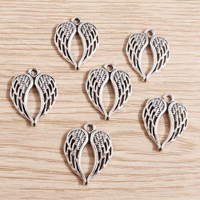 20pcs Antique Silver Color Charms Heart Angel Wings Charms For Handmade DIY Bracelet Necklace Jewelry Making Supplies