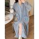 Women's Fleece Pajamas Robe Bathrobe Pure Color Plush Casual Comfort Home Bed Coral Fleece Coral Velvet Warm V Wire Long Sleeve Button Pocket Fall Winter Blue Green