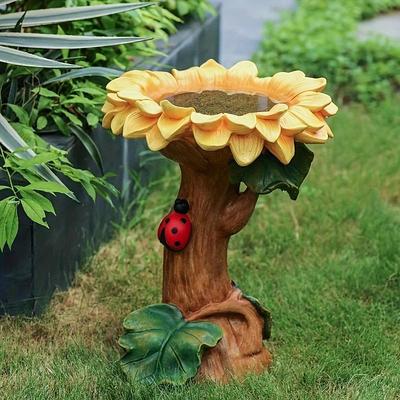 Polyresin Sunflower Bird Bath Sunflower Resin Crafts Gardening Ornaments