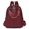 Women's Backpack Mini Backpack Daily Traveling Solid Color PU Leather Large Capacity Waterproof Zipper Black Red Blue