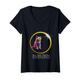 Damen Total Solar Eclipse Cat 8. April 2024 Totality Total Eclipse T-Shirt mit V-Ausschnitt