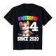 Kinder 4th Birthday Boy Cool Cat Awesome since 2020 Tee 4 Years Old T-Shirt