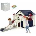 Maison de Jeu + Toboggan et Jouets pour 5 Enfants 3-8 Ans,164x124x132CM,Cabane de Jardin