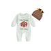 Baby Boy Girl Thanksgiving Outfit Newborn Jumpsuit Daddy Mommy s Little Turkey Outfit Onesie Romper Playsuit with Hat