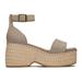 TOMS Women's Laila Taupe Suede Platform Sandals Grey/Natural, Size 5