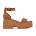 TOMS Women's Laila Tan Suede Platform Sandals Brown/Natural, Size 9