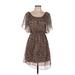 Love Notes Casual Dress - Mini Boatneck Short sleeves: Brown Dresses - Women's Size Medium