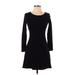 American Apparel Casual Dress - Mini Crew Neck Long sleeves: Black Print Dresses - Women's Size Small