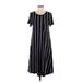 Lularoe Casual Dress - Midi: Black Stripes Dresses - Women's Size X-Small