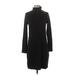 Lou & Grey Casual Dress - Sweater Dress High Neck Long sleeves: Black Print Dresses - Women's Size X-Small