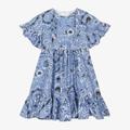 Etro Girls Blue Floral Paisley Print Cotton Dress