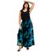 Plus Size Women's Georgette Ankle Skirt by June+Vie in Emerald Ikat Abstract (Size 30/32)