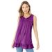 Plus Size Women's Tiered Babydoll Tank by Roaman's in Purple Magenta (Size 22/24)