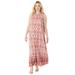 Plus Size Women's Sleeveless Relaxed A-Line Dress by Roaman's in Strawberry Ikat Border (Size 12)