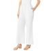 Plus Size Women's Linen Wide-Leg Pant by Roaman's in White (Size 16 W)