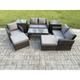 7 Seater Outdoor Rattan Patio Furniture Set Garden Lounge Sofa Set with 2 Side Tables 2 Big Footstool Coffee Table Dark Grey Mixed - Fimous