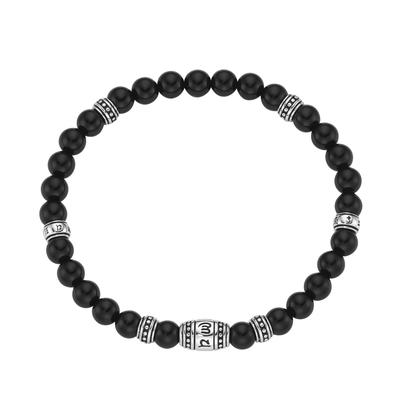 Armband "schwarzer Achat, Tigerauge oder synth. Türkis, Silber 925", schwarz, GIORGIO MARTELLO MILANO, Armbänder, Herren, 20cm, Silber 925 (Sterlingsilber) Image