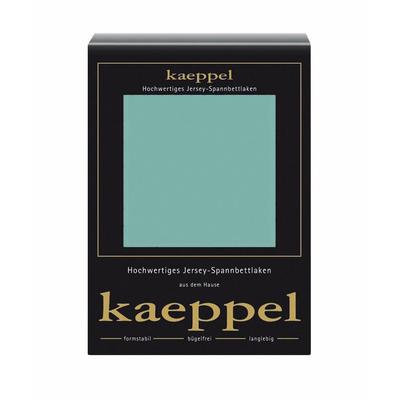 Spannbettlaken KAEPPEL "Single Jersey Mako Cotton", blau (aqua), B:180-200cm L:200cm, Jersey, Obermaterial: 100% Baumwolle, Laken, Bettlaken aus 100% Baumwolle Image