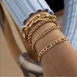 Free People Jewelry | Chunky 14k Gold Plated Bracelet Set | Color: Gold | Size: Os