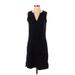 Lands' End Casual Dress - Mini V Neck Sleeveless: Black Solid Dresses - Women's Size X-Small