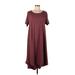 Lularoe Casual Dress - A-Line Scoop Neck Short sleeves: Burgundy Print Dresses - Women's Size Large