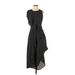 BCBGMAXAZRIA Casual Dress - Midi Crew Neck Sleeveless: Black Polka Dots Dresses - Women's Size X-Small