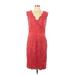 Tadashi Shoji Casual Dress - Party V-Neck Sleeveless: Red Dresses - Women's Size 10 Petite