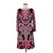 INC International Concepts Casual Dress - Shift Boatneck 3/4 sleeves: Pink Paisley Dresses - Women's Size Medium - Paisley Wash